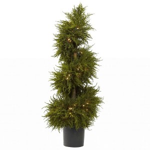 Nearly Natural 43-in Cedar Spiral Topiary w/Lights - 1 of 3