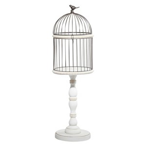 44" Wood Farmhouse Birdcage White - Olivia & May: Vintage Style Decorative Sculpture, Indoor/Outdoor Use - 1 of 4