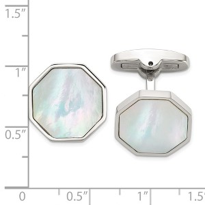 Chisel Stainless Steel Polished with Mother of Pearl Inlay Octagon Cuff Links - 1 of 2