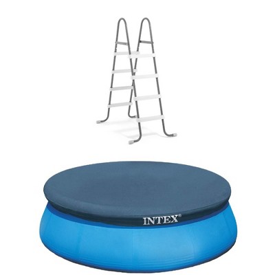 Intex Steel Frame Above Ground Pool Ladder & Intex 15 Ft Above Ground Pool Cover