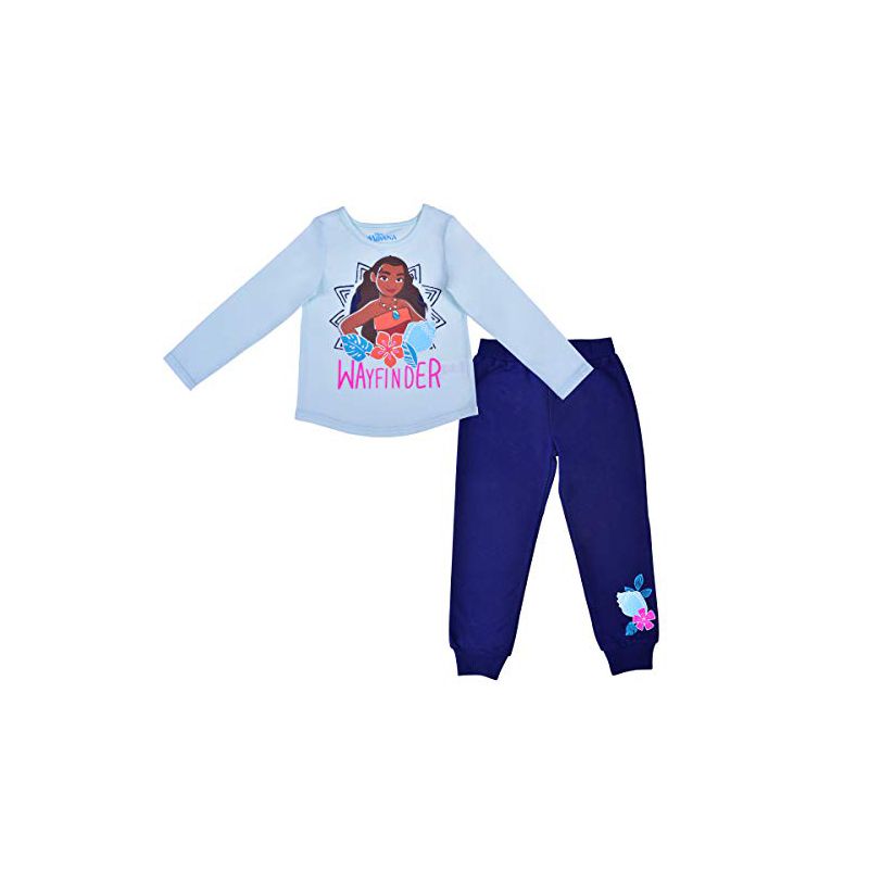 Disney Girl's 2-Pack Moana Wayfinder Long Sleeve Graphic Tee and Jogger Pants For Kids, 1 of 6