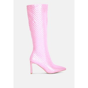 Prinkles Quilted Italian Block Heel Calf Boots Women - 1 of 4