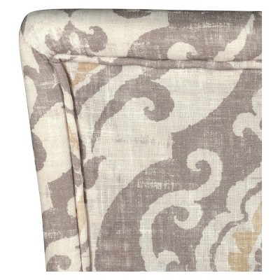Paisley Linen Upholstered Parsons Side Chair with Wood Legs