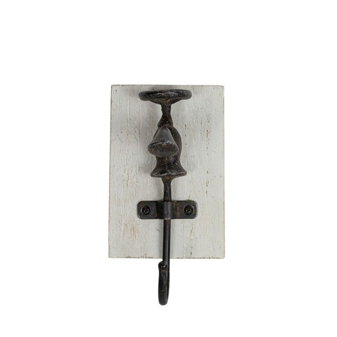 Faucet Wall Hook Black Cast Iron & Wood By Foreside Home & Garden