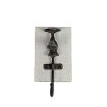 Faucet Wall Hook Black Cast Iron & Wood by Foreside Home & Garden