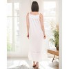 ADR Women's Cotton Nightgown, Cecilia Sleeveless Lace Trim Button Up Long Vintage Night Dress Gown - 3 of 4