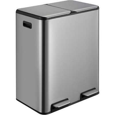 16 Gallon/60L Dual Kitchen Trash Can, 2x8 Gallon Step Garbage Can
