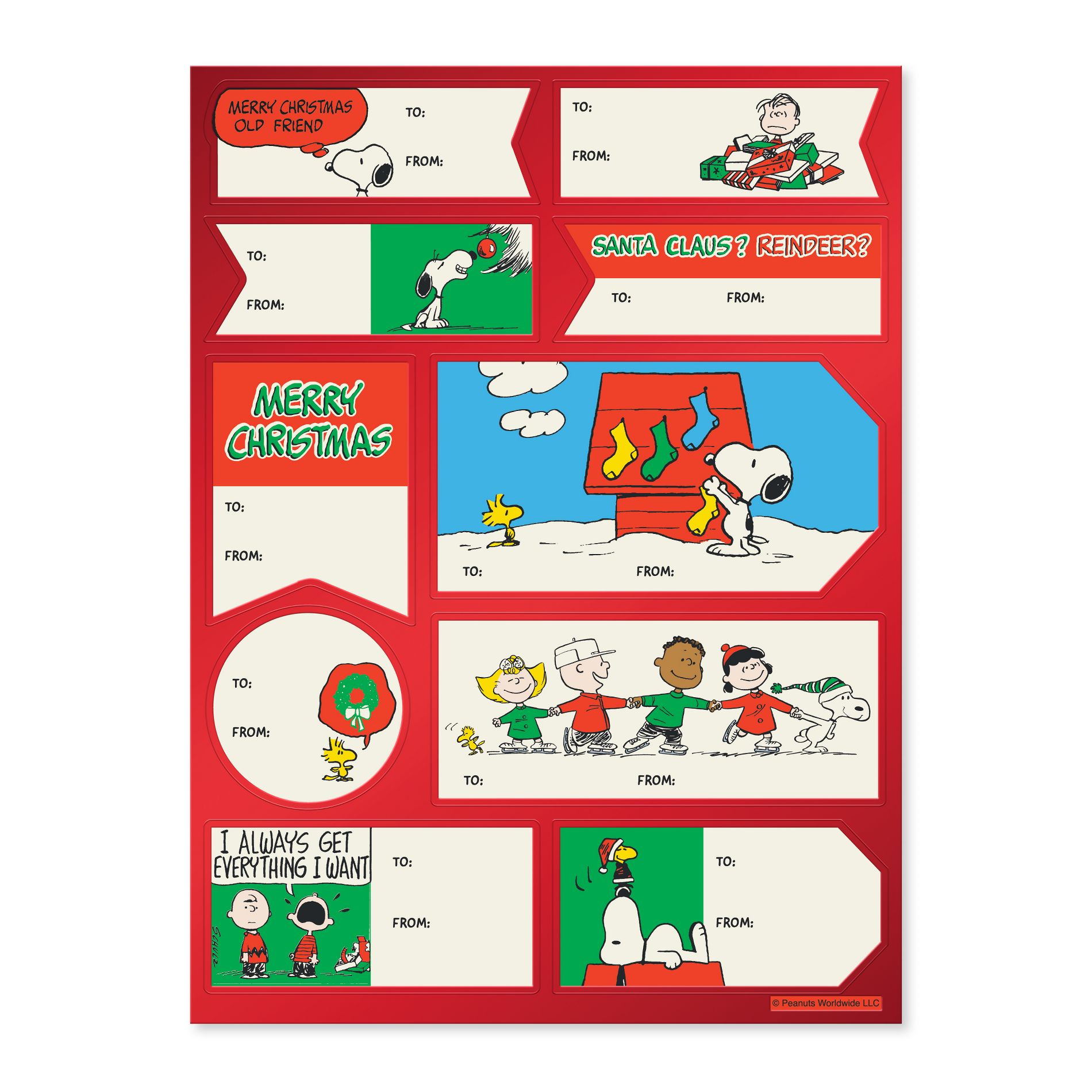 American Greetings 60ct Peanuts Peel & Stick Gift Tags
