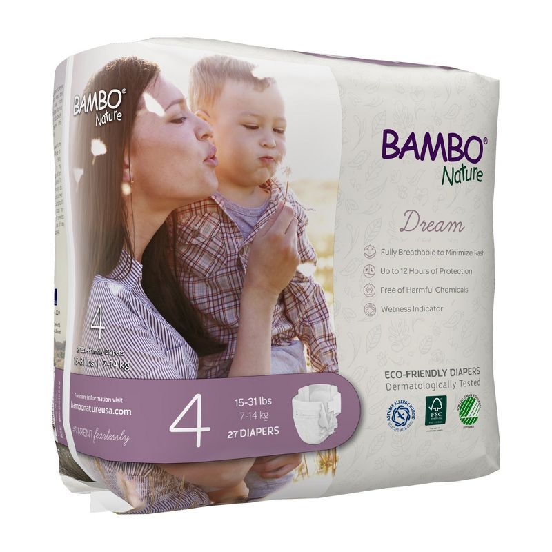 Bambo Nature Baby Diapers, Heavy Absorbency, Eco-Friendly, Size 4, 27 Count, 3 Packs, 81 Total, 3 of 6