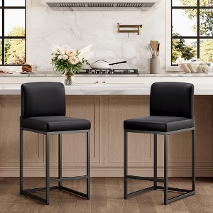 Captiva Designs 24 inch Height Bar Stool with Padded Seat and Back & Sturdy Steel Frame & Footrest - 1 of 4