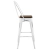Promenade Steel Bistro Barstool with Bamboo Seat White - Modway - 3 of 4