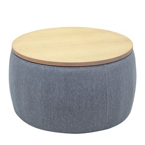 VisioGear 2-in-1 Function Round Storage Ottoman , Work as End table and Ottoman, Dark Grey, 25.5"*25.5"*14.5" - 1 of 4