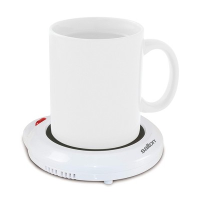 Salton Electric Corded Coffee Mug and Hot Tea Cup Candle Beverage Warmer Plate Pad Portable Accessory for Home, Office, Classroom, and Travel, White