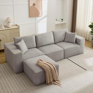 Sectional Couches Sofas, Modular Sectional Sofa with Deep Seat, Upholstered Chenille Convertible Sponge Compression Sofas, No Assembly Required - 1 of 4