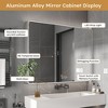 Gulches 35x28 Inch Aluminum Medicine Cabinet Mirror Anti-Fog, Cosmetic Rack & Hair Dryer Holder, Pre-Assembled Silent Hinges, Gray - 4 of 4