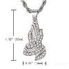 Ice City Men's Praying Hands Pendant Necklace, Cubic Zirconia in Gold and Silver - 2 of 4