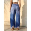 Imily Bela Womens Baggy Barrel Jeans Cropped Boyfriend Wide Leg Raw Hem Denim Pants - 2 of 4