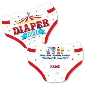 Big Dot of Happiness Carnival - Step Right Up Circus - Diaper Shaped Raffle Ticket Inserts - Carnival Baby Shower Diaper Raffle Game - Set of 24 - 1 of 4