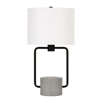 Hampton & Thyme 22" Tall Table Lamp with Fabric Shade Blackened Bronze/Concrete/White