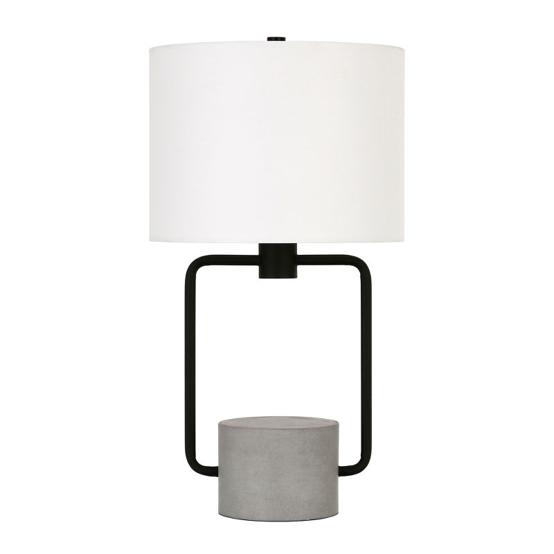 Hampton &#38; Thyme 22&#34; Tall Table Lamp with Fabric Shade Blackened Bronze/Concrete/White, 1 of 9