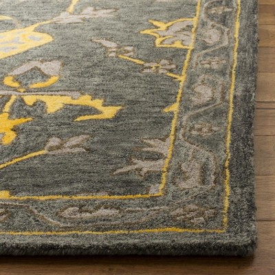 Handmade Gray Round Wool Tufted Area Rug, 30"