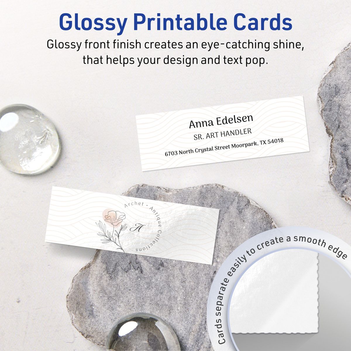 1" x 3" Rectangle, Glossy White Business Cards - thumbnail 2