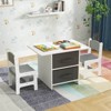 Babyjoy Kids Art Play Wood Table and 2 Chairs Set w/ Storage Baskets Puzzle - 4 of 4