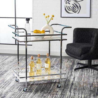 Lameris Chrome and Grey Two-Tier Liquor Cart with Handles