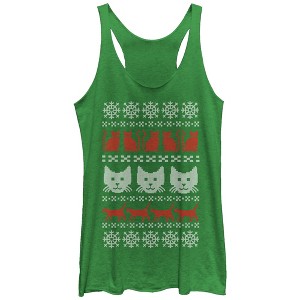 Women's Lost Gods Ugly Christmas Cat Racerback Tank Top - 1 of 3