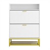 31.5"Shoe Cabinet with 2 Flip Drawers, and 2 Shelves, Modern Free Standing Shoe Rack for Heels,White - 4 of 4