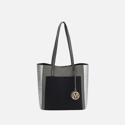 MKF Collection Tote Bag Color Block Magnetic Snap Closure, Leah | MKF Collection by Mia K - Black