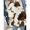 Coolmee Women's Long Sleeve Casual Zip Collar Cow Print Fleece Jacket Tops - 2 of 3