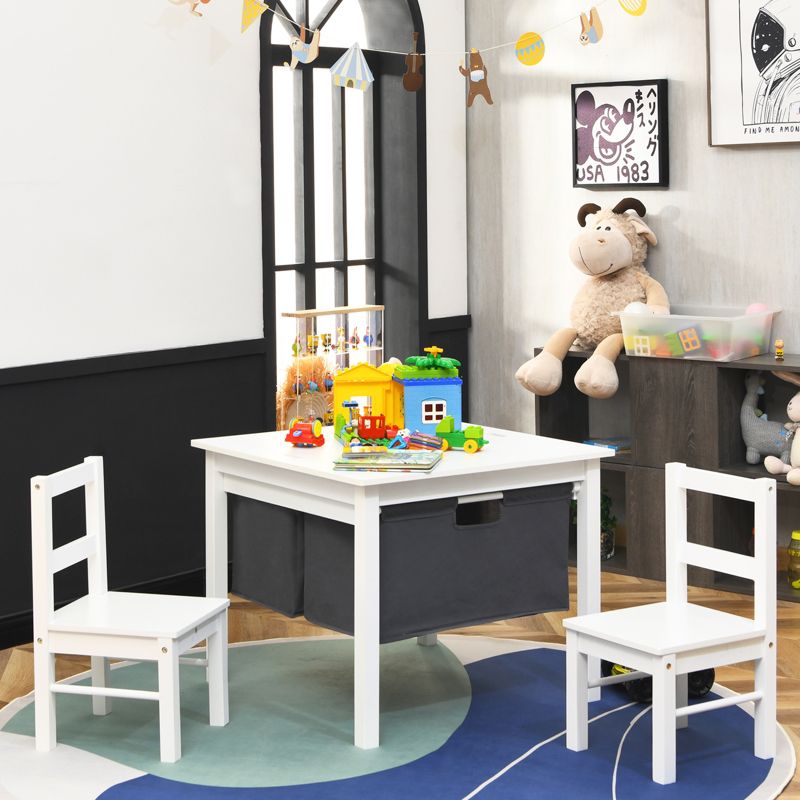 Costway 2-in-1 Kids Activity Table & 2 Chairs Set w/Storage Building Block Table, 2 of 11