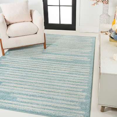 Jonathan Y Khalil Modern Berber Stripe Turquoise/cream 3 Ft. X 5 Ft ...