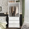 FUFU&GAGA White Modern Wardrobe with Tempered Glass Doors, Hanging Rod & Drawers Armoire - 2 of 4
