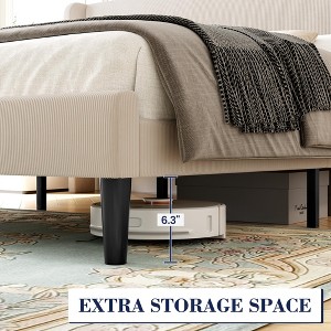 Upholstered Bed Frame with Wingback Headboard, Velvet Upholstery Platform Bed,No Box Spring Needed, Durable Wood Slats Support, Easy Assembly - 1 of 4