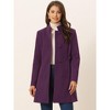 INSPIRE CHIC Women's Winter Stand Collar Single Breasted Mid-thigh Long Overcoat - 3 of 4