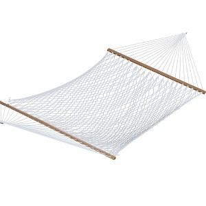 The Hamptons Collection 144” White Adjustable Two Person Cotton Rope Hammock - 1 of 3