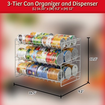 Hastings Home 3-Tier Can Dispenser Organizer Rack - Storage Accessory for Kitchen Pantry, Countertops, and Cabinets - Chrome — фото 3