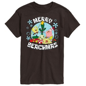 Men's - SpongeBob SquarePants - Merry Beachmas Patrick and Spongebob Short Sleeve Graphic T-Shirt - 1 of 4