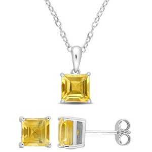 EVERLY JEWELRY | Sterling Silver Created Gemstone and Multiple Gemstones 2-Piece Set of Pendant with Chain and Earrings. - 1 of 3