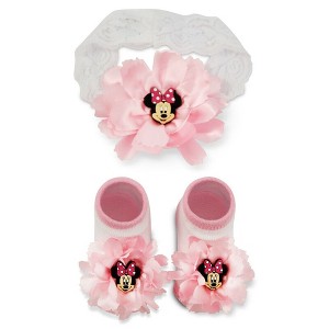 Disney Minnie Mouse Baby Girls’ Gift Set – 2 Piece Headband and Socks (Newborn: 0-12M) - 1 of 4