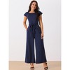 Seta T Women's Ruffle Cap Sleeve Belted High Waist Jumpsuits with Pockets - 3 of 4