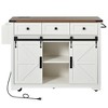 YOOCOZZ Farmhouse Rolling Kitchen Island Cart with Drop Leaf, Power Outlet, Sliding Doors and Large Storage Space - 2 of 4