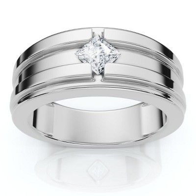 Pompeii3 1/2Ct Princess Cut Heavy Solitaire Diamond Ring Men's 14k Gold or Pt Lab Created