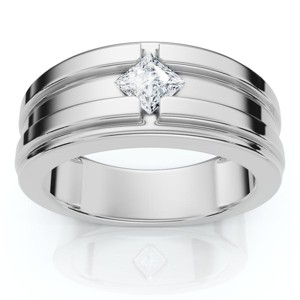 Pompeii3 1/2Ct Princess Cut Heavy Solitaire Diamond Ring Men's 14k Gold or Pt Lab Created - 1 of 4