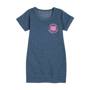 Girls' - Barbie - Campus Club Graphic Short Sleeve Fleece Dress - 1 of 4