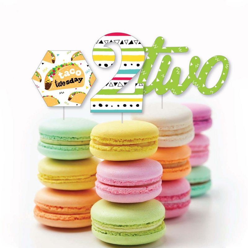 Big Dot of Happiness Taco Twosday - Dessert Cupcake Toppers - Fiesta Second Birthday Party Clear Treat Picks - Set of 24, 5 of 8