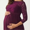 Anna-Kaci Women’s Lace Bodice Maternity Maxi Dress with Sheer Three-Quarter Sleeves and Soft Flowing Skirt for Elegant Comfort - 3 of 4