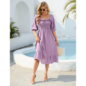 Women Summer Half Sleeve Cotton Ruffled Vintage Elegant Backless A Line Flowy Long Dresses - 1 of 4